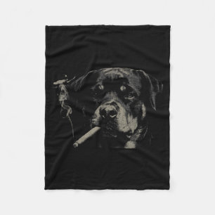 Schattige Retro Hond Rottweiler Roken Meme Fleece Deken