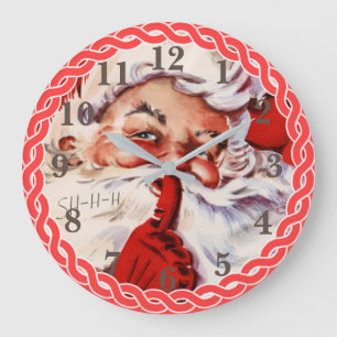 Schattige Retro Kerstman Elegante Kerstmis Grote Klok