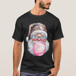 Schattige Retro Kerstman Kerstmis Blaast Bubble Gu T-shirt