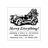 Schattige Retro Kerstmis Santa Auto Retouradres Rubberstempel (Afrduk)