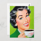 schattige retro koffiedame briefkaart (Voorkant / Achterkant)
