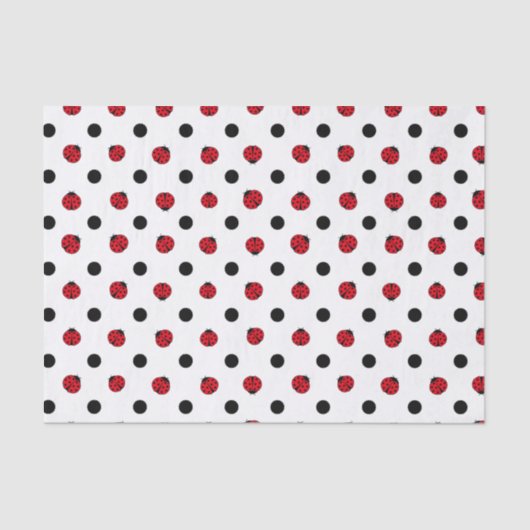 Schattige retro lieveheerspatroon tissuepapier (Voorkant)