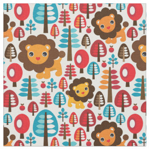 schattige retro Lion kinder illustratie Stof