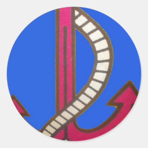 schattige Retro  marine Achor.jpg Ronde Sticker