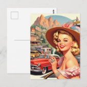 Schattige Retro Meisje Schilderen Briefkaart (Voorkant / Achterkant)