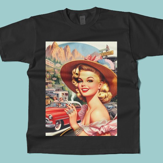 Schattige  Retro Meisje Schilderen T-shirt
