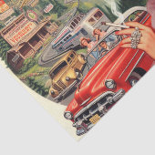 Schattige Retro Meisje Schilderen Tissuepapier (Detail)