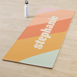 Schattige Retro Mint Pastel Geometrische Strepen   Yogamat