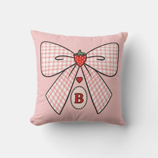 Schattige Retro Monogram Eerste Letters Strawberry Kussen