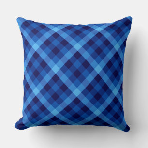 Schattige Retro Ocean Blue Plaid Groot Sierkussen