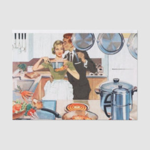 schattige retro  ontkoppelde dame koken tissuepapier