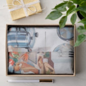 schattige retro  ontkoppelde dame koken tissuepapier (Geschenk)