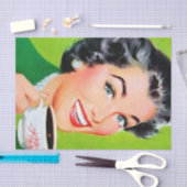 schattige retro ontkoppelingsdame koffie tissuepapier (Craft)