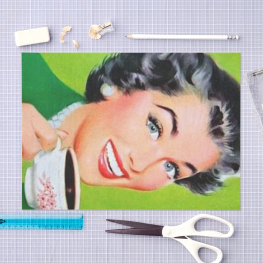 schattige retro ontkoppelingsdame koffie tissuepapier (Craft)