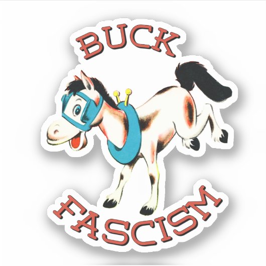 Schattige Retro Paard - Buck Fascisme Sticker (Voorkant)