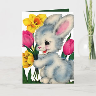schattige retro paasbunny voegt sentiment toe feestdagen kaart
