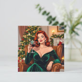 Schattige Retro Pop Art Gepersonaliseerde Kerstmis Kaart (Staand voorkant)