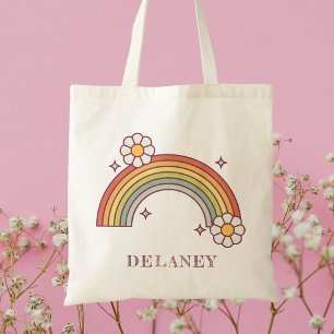 Schattige Retro Regenboog Kinderen Gepersonaliseer Tote Bag