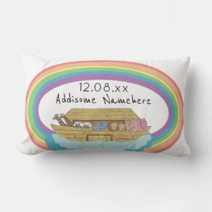 Schattige retro Regenboog Noachs Ark op Witte Kussen