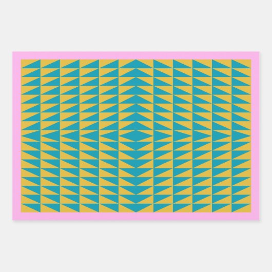 Schattige Retro Roze Turquoise Geometrisch Patroon Inpakpapier Vel (Voorkant 3)