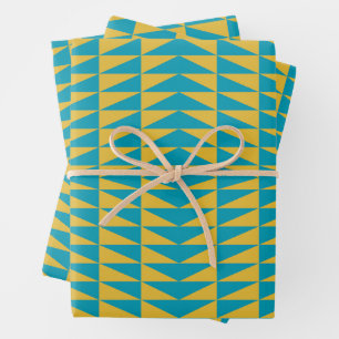 Schattige Retro Roze Turquoise Geometrisch Patroon Inpakpapier Vel