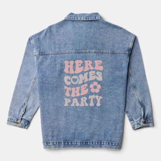 Schattige Retro Script Bachelorette Party Denim Jacket (Achterkant)