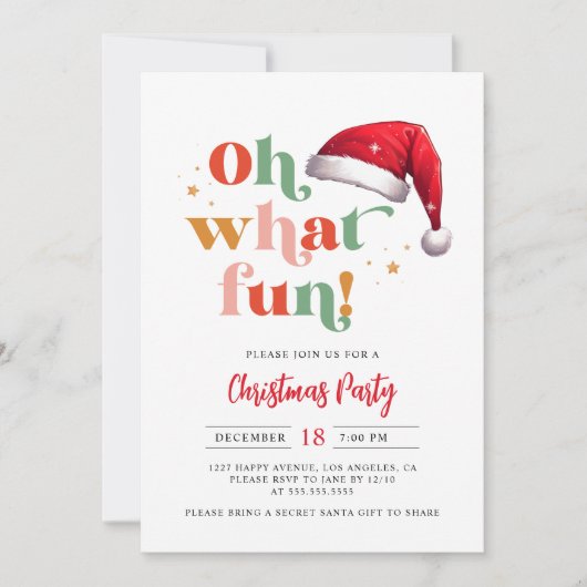 Schattige retro script oh wat leuk kerstfeest kaart (Voorkant)