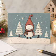 Schattige Retro Sneeuwman Winter Kerstmis