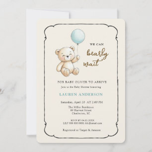 Schattige Retro Teddybeer, jongens baby shower Kaart