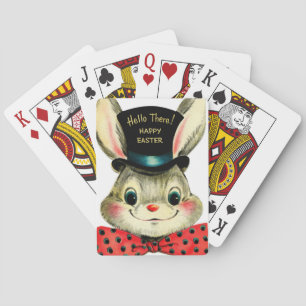 Schattige retro vintage paashaas pokerkaarten