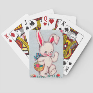 Schattige retro vintage paashaas pokerkaarten