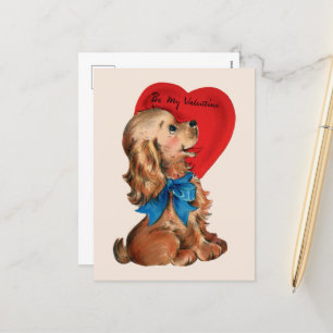 schattige retro vintage Valentijnsdag puppy vakant Feestdagenkaart