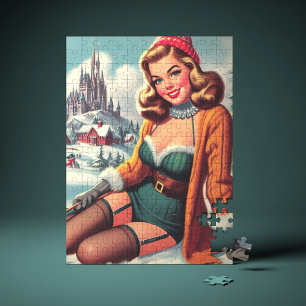Schattige Retro Winter Pin-up Legpuzzel