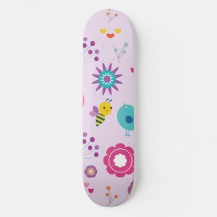 Schattige Retro Y2K Vogels en Bijen Speelse Esthet Skateboard