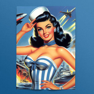 Schattige Retro Zeeman Pin-up Tissuepapier