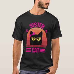 Schattige Retro Zus Kat Met Luipaard Bril T-shirt