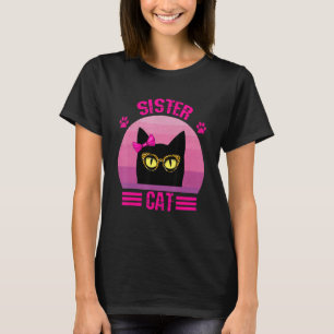 Schattige Retro Zus Kat Met Luipaard Bril T-shirt