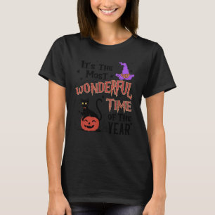 Schattige Retro Zwarte Kat Herfst Halloween Kat 1 T-shirt