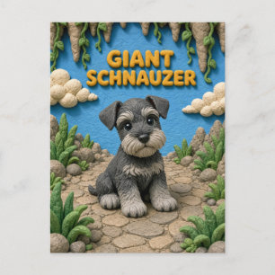 Schattige reusachtige schnauzerpuppy, babyhond briefkaart