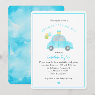 Schattige rijden met Blue Car Balloons Boy Baby sh Kaart