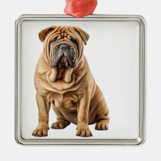 SCHATTIGE RIMPELIGE TAN SHAR PEI HOND METALEN ORNAMENT