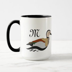 Schattige Ringed Blauwgroen Duck Swimming Cartoon Mok