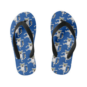 Schattige ringstaartmaki dansende cartoonillustrat kinder teenslippers