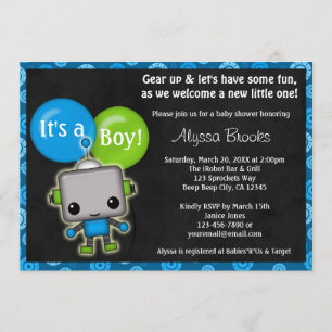 Schattige ROBOT Baby shower Kaart