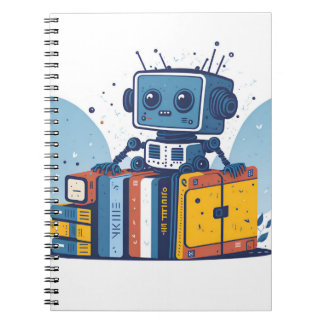 schattige robot IA en boeken 2 Notitieboek