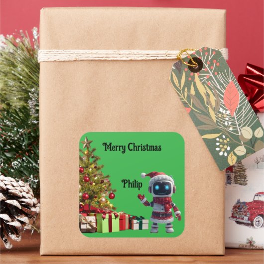 schattige robot kerstfeest Sticker (Feestdagen)