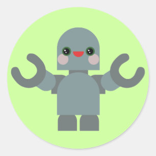 Schattige Robot Ronde Sticker