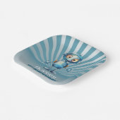 Schattige Robot Thema 1e Verjaardagsfeest Papieren Bordje (Gebogen)