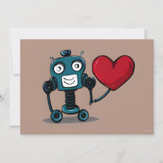 Schattige Robot Valentijnshartballon Feestdagenkaart
