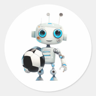 Schattige Robot Voetbalteam Ronde Sticker